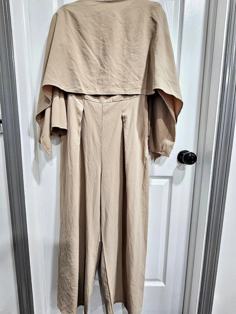 Cape Sleeve Wide Leg Jumpsuit in Brown Size Medium